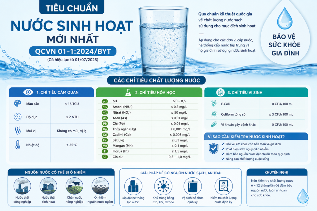Tiêu chuẩn nước sinh hoạt mới nhất năm 2026
